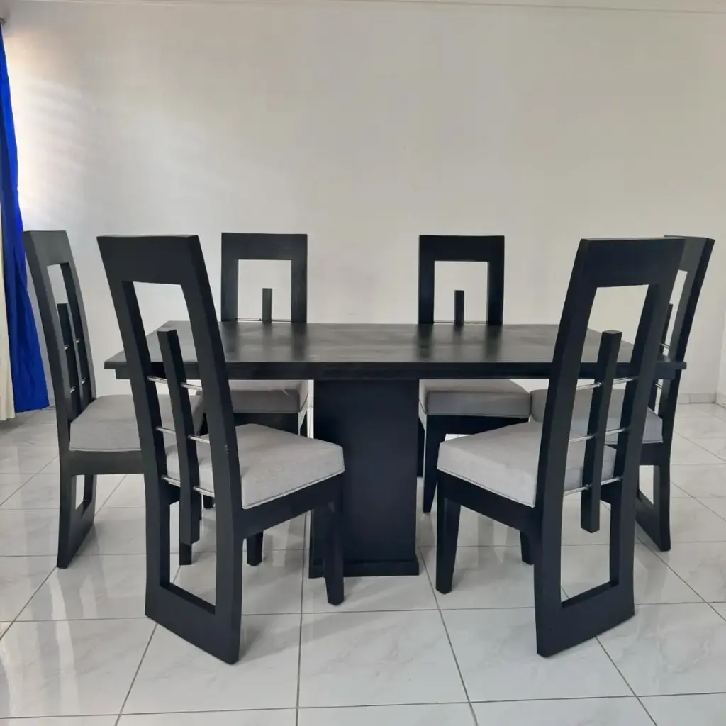 6 Seater Black Dining Set