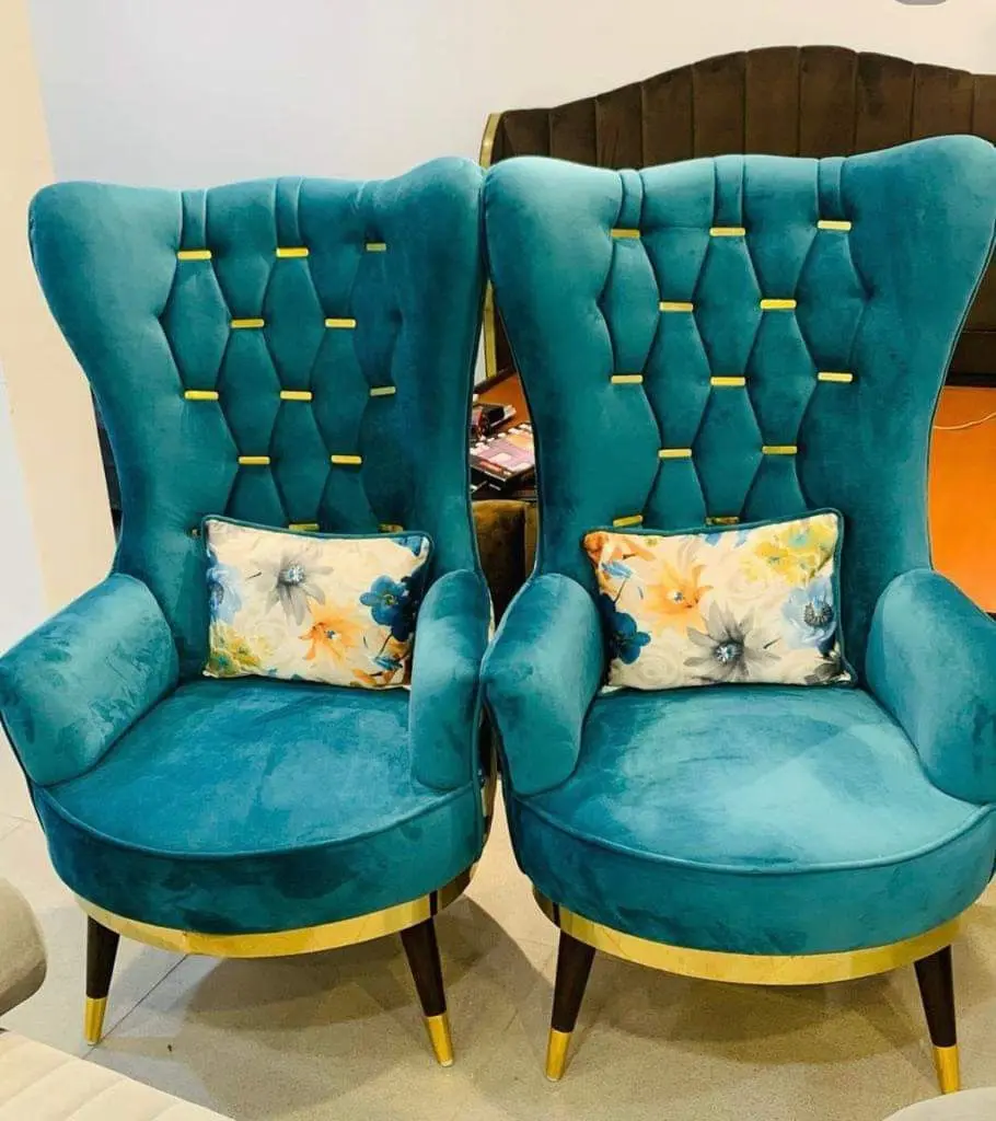 Teal Velvet Wing chairs