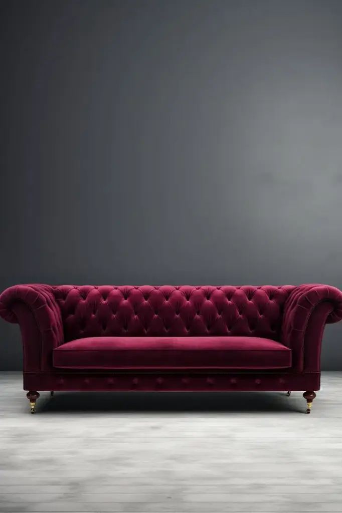 3 Seater Dark Maroon Chesterfield Sofa