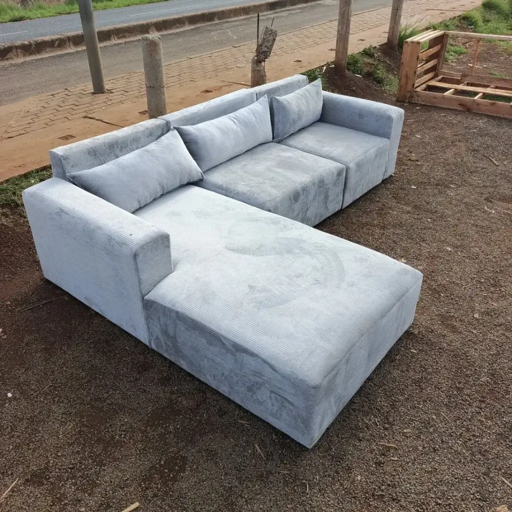5 Seater L-Shaped Grey Sofa