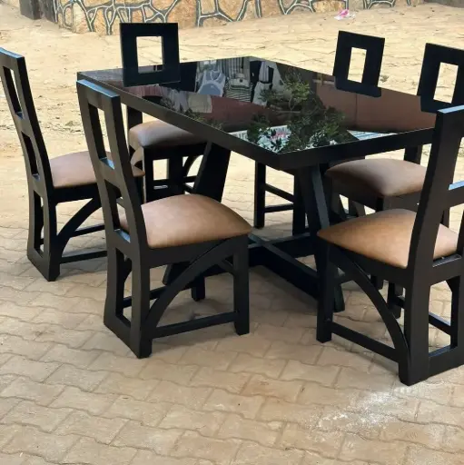 6 Seater Black Dining Set
