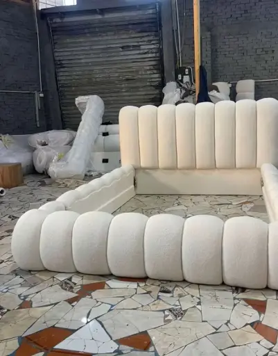 6 by 6 Cream Bubble Bed