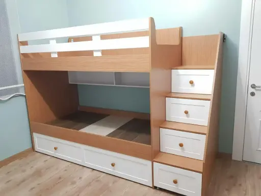 4 by 6 White and Brown Bunk Bed