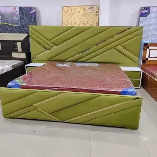 5 by 6 Green Mirror Bed with Side drawers