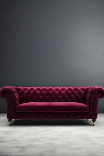 3 Seater Dark Maroon Chesterfield Sofa