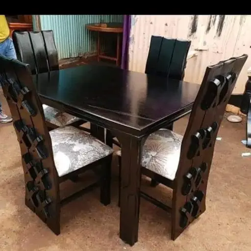 4 Seater Black Dining Set