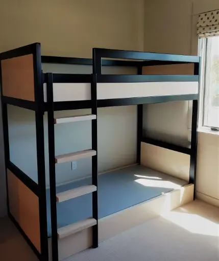 Black and Brown Wooden Bunk Bed