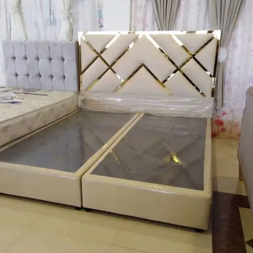 5 by 6 White Mirror Bed