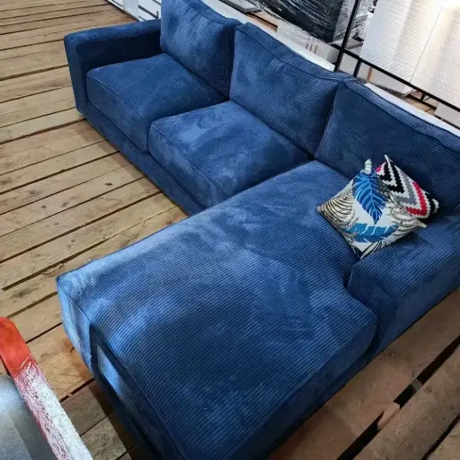 5 Seater Blue L-Shaped Sofa