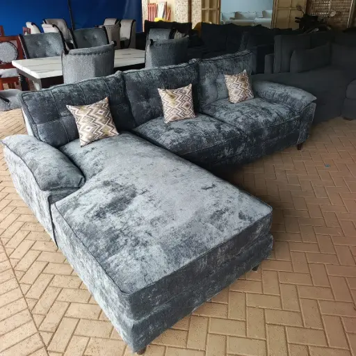 6 Seater Grey L-Shaped Sofa